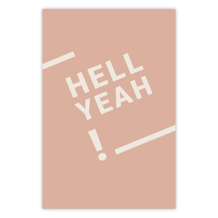 ¡Hell Yeah! - letras blancas en inglés sobre fondo pastel claro