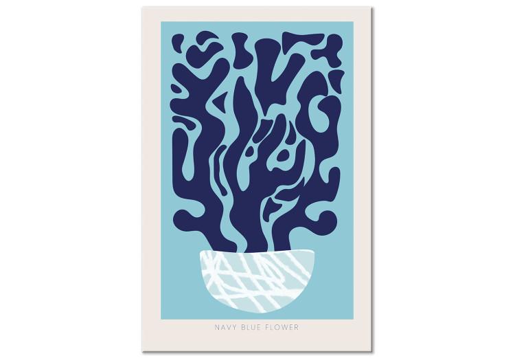 Planta azul marino en una maceta - bodegón abstracto con inscripción
