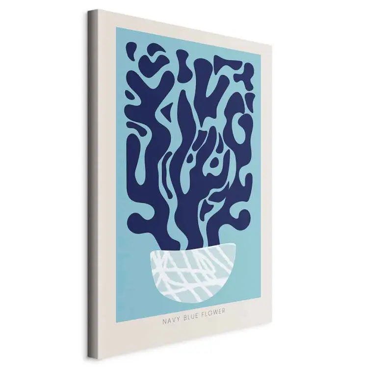 Planta azul marino en una maceta - bodegón abstracto con inscripción