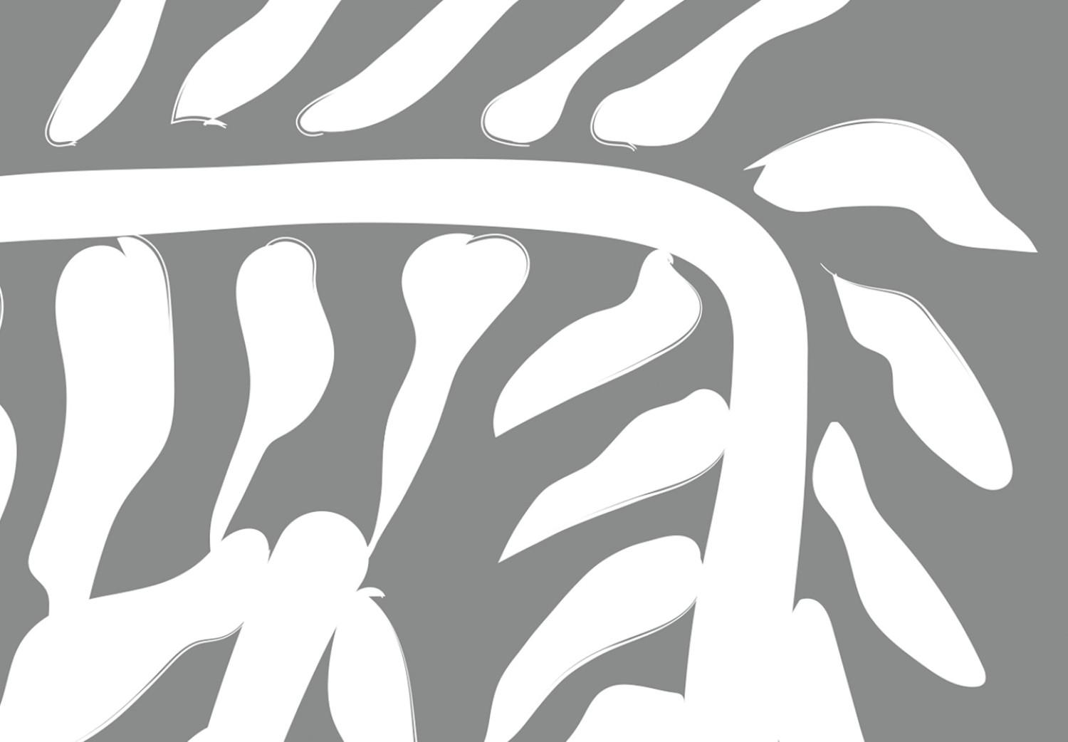 Cuadro moderno Planta serpiente - abstracto con motivo botánico sobre fondo gris