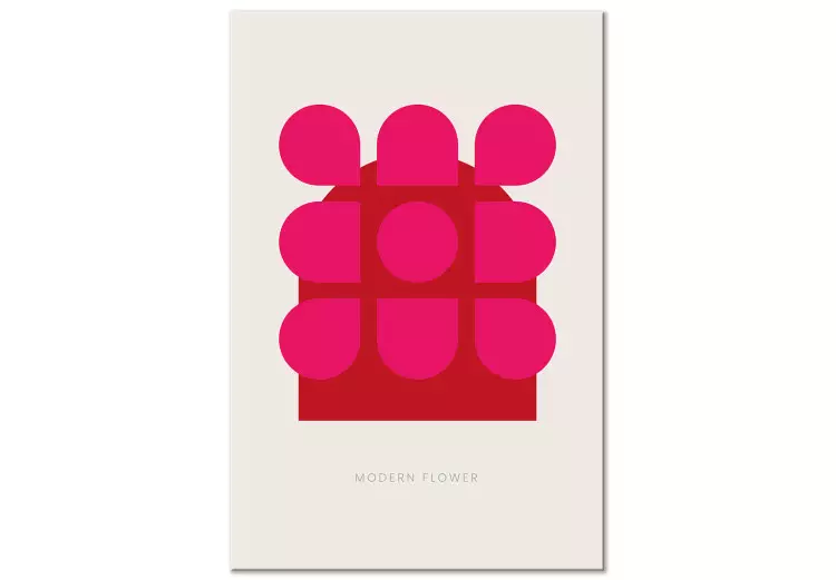 Flor geométrica rosa - motivo floral abstracto con leyenda