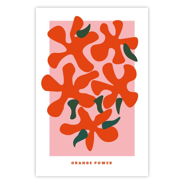 Ramo naranja - flores abstractas de colores y letras inglesas