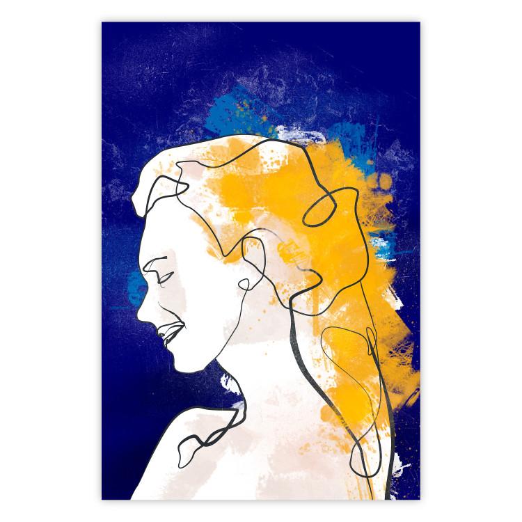 Retrato en azul - paisaje abstracto de una mujer sobre fondo azul