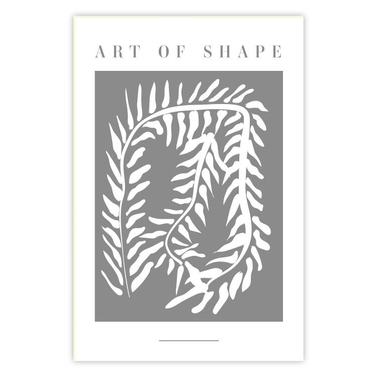 Form art - letras inglesas y planta blanca sobre fondo gris