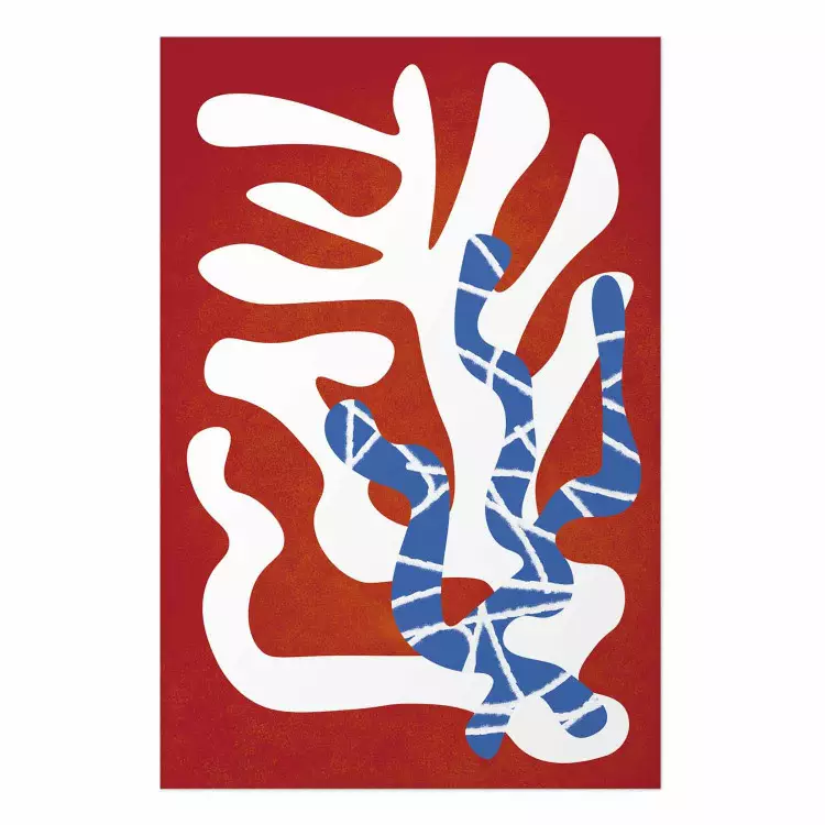 Poster Cactus bailarín - composición vegetal abstracta sobre fondo rojo
