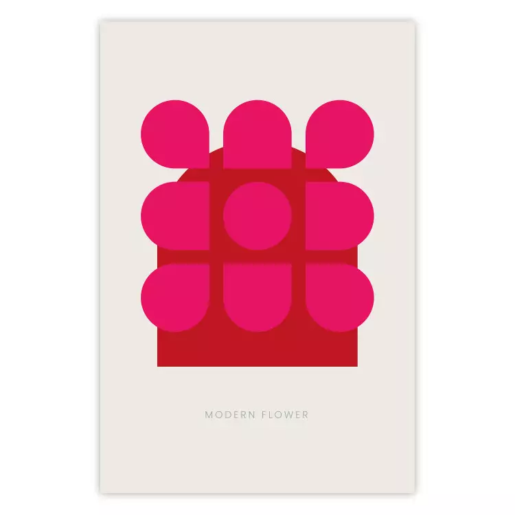 Flor contemporánea - letras inglesas y figura abstracta roja
