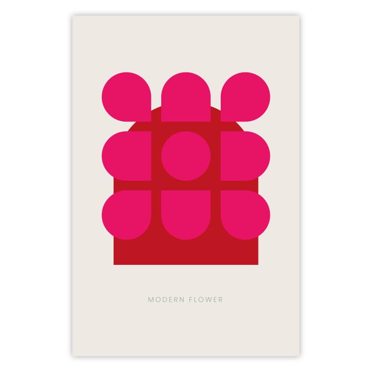 Flor contemporánea - letras inglesas y figura abstracta roja