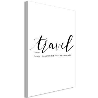 Cuadro decorativo Travel - cita en blanco y negro en inglés sobre fondo blanco