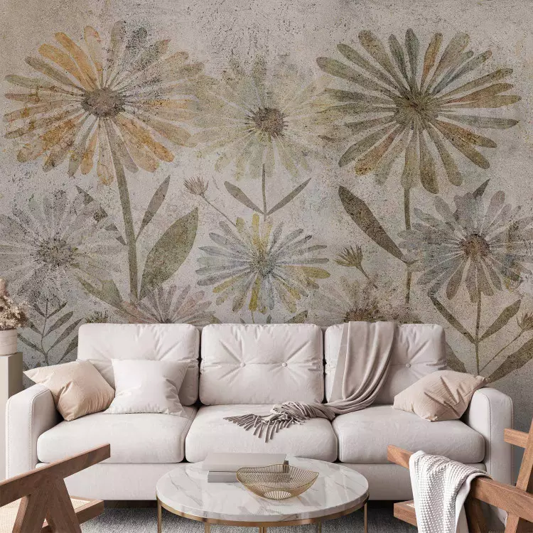 Familia de flores - motivo vegetal con flores estilo retro
