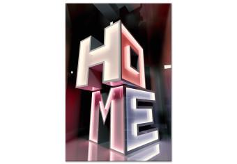 Cuadro moderno Neon Home 3D - texto geométrico en pastel en inglés