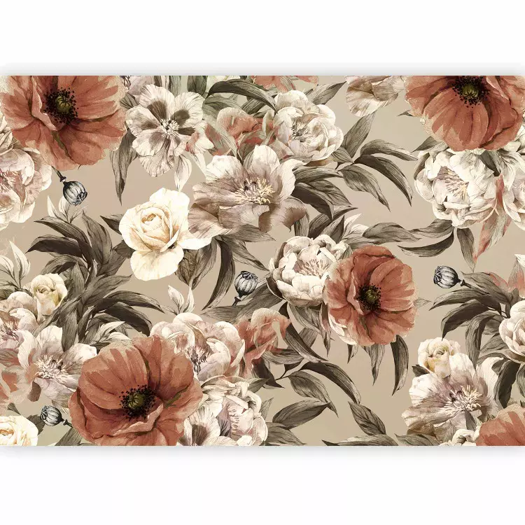 Amapolas, rosas y peonías - motivo floral estilo vintage