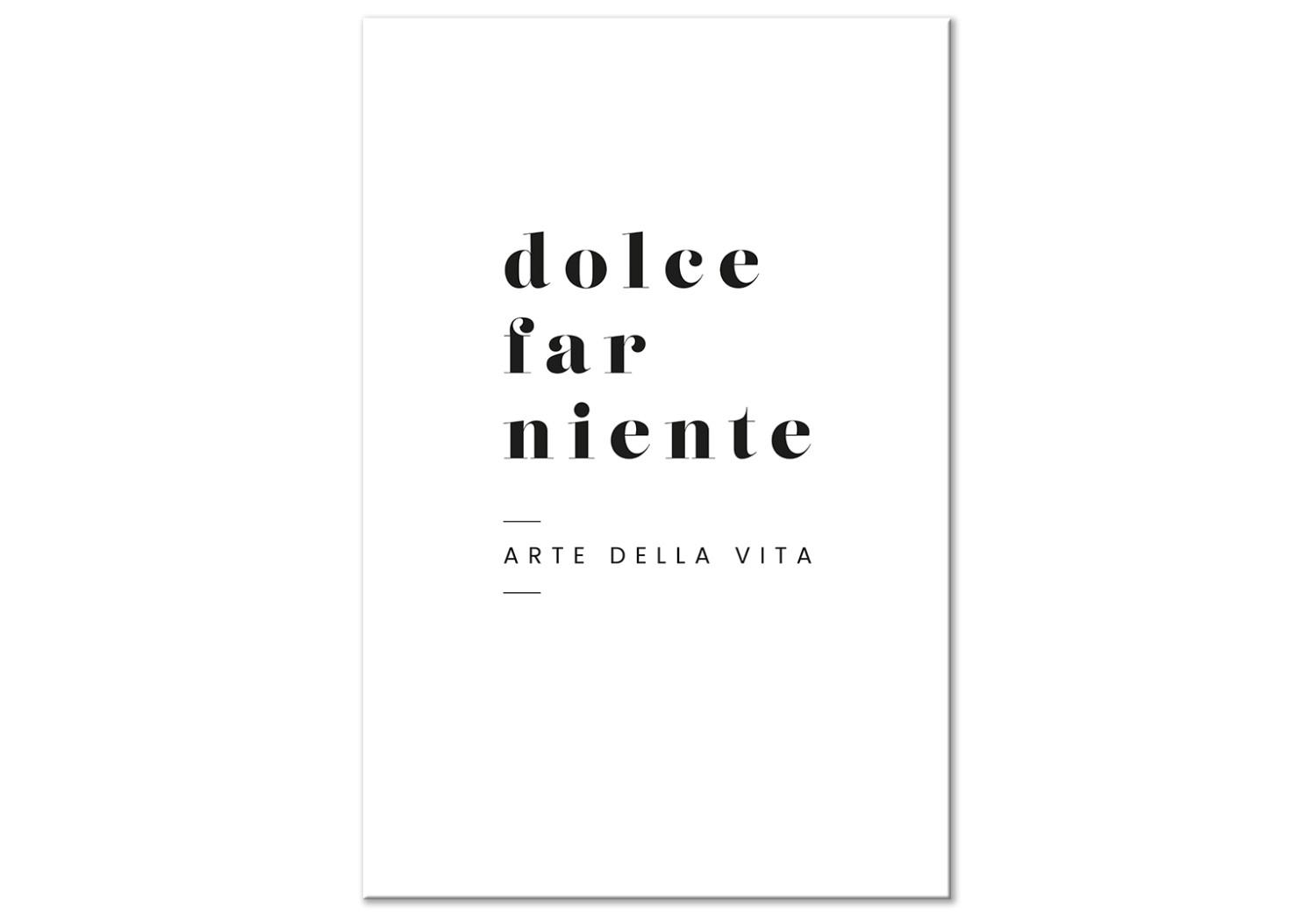 Cuadro moderno Cita de Dolce far niente - letras negras en italiano en fondo blanco