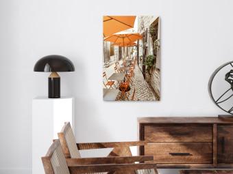 Cuadro Café italiano - foto de una calle estrecha con mesas y sombrillas