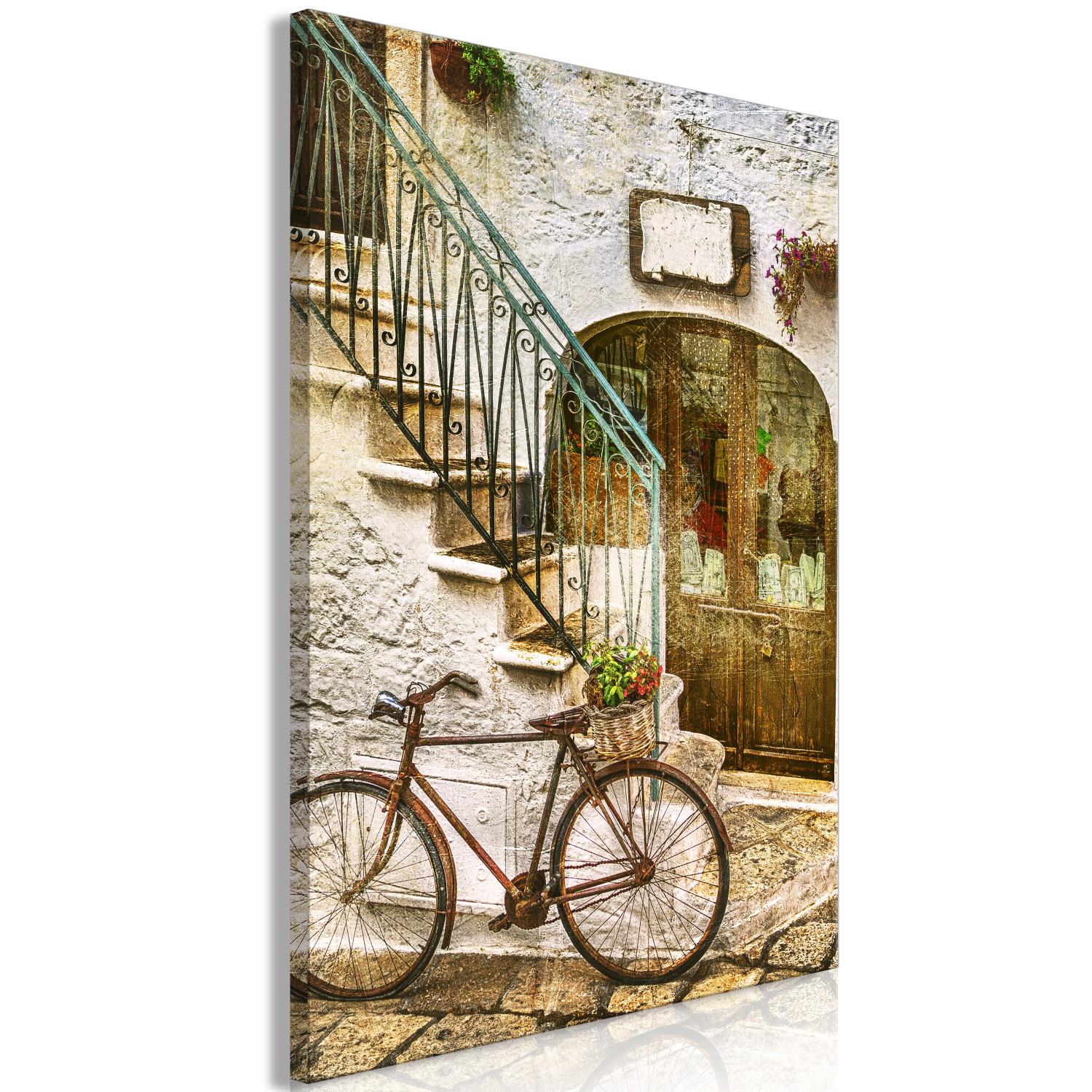 Cuadro moderno Bicicleta junto a la escalera de piedra - foto de una ciudad italiana