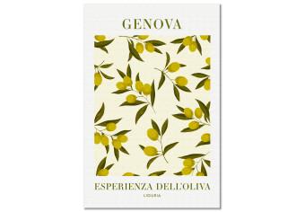 Cuadro Rama de olivo - naturaleza muerta con fruta y texto en italiano