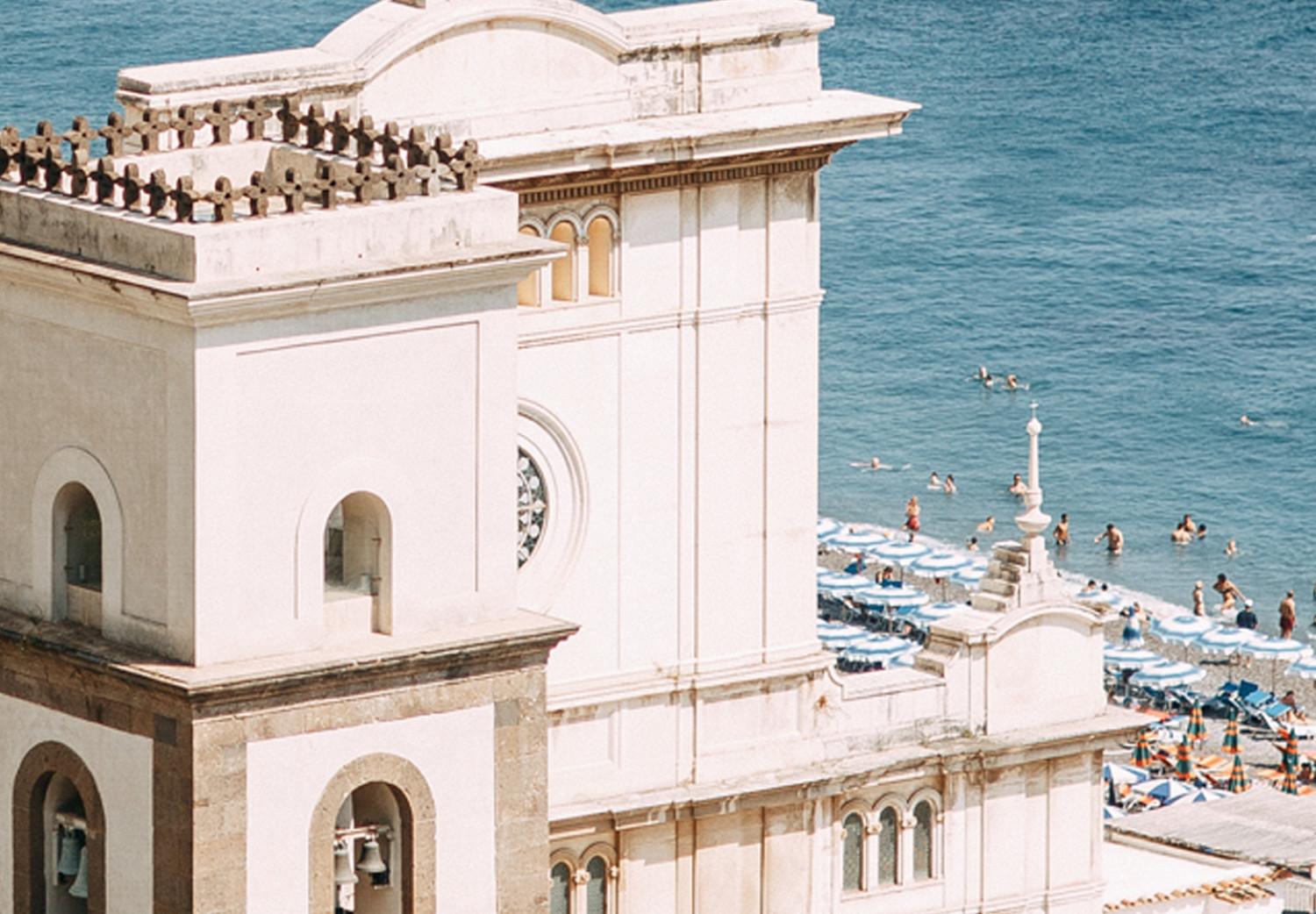 Cuadro decorativo Vista de la costa - paisaje marino con arquitectura italiana