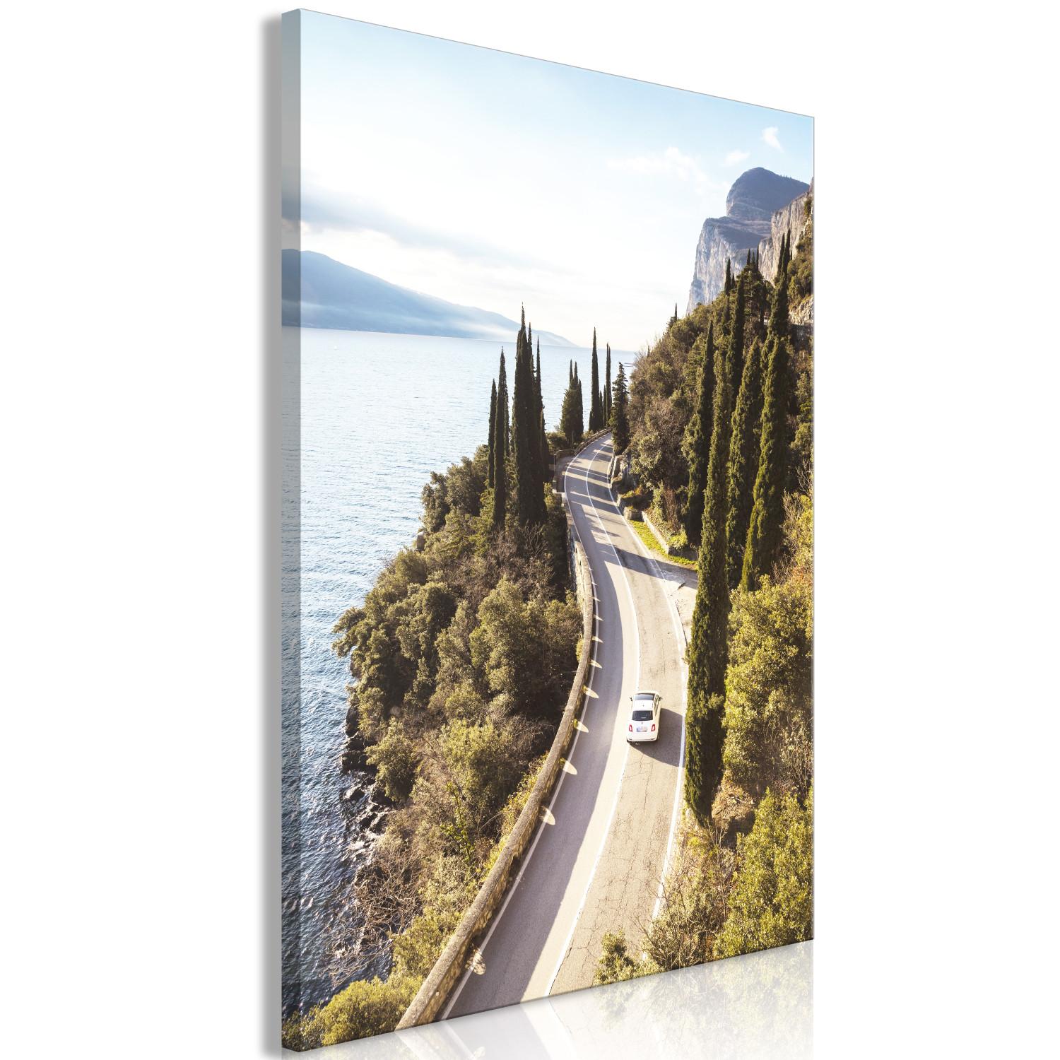 Cuadro moderno Vista del Lago de Garda - paisaje con la carretera de montaña y lago