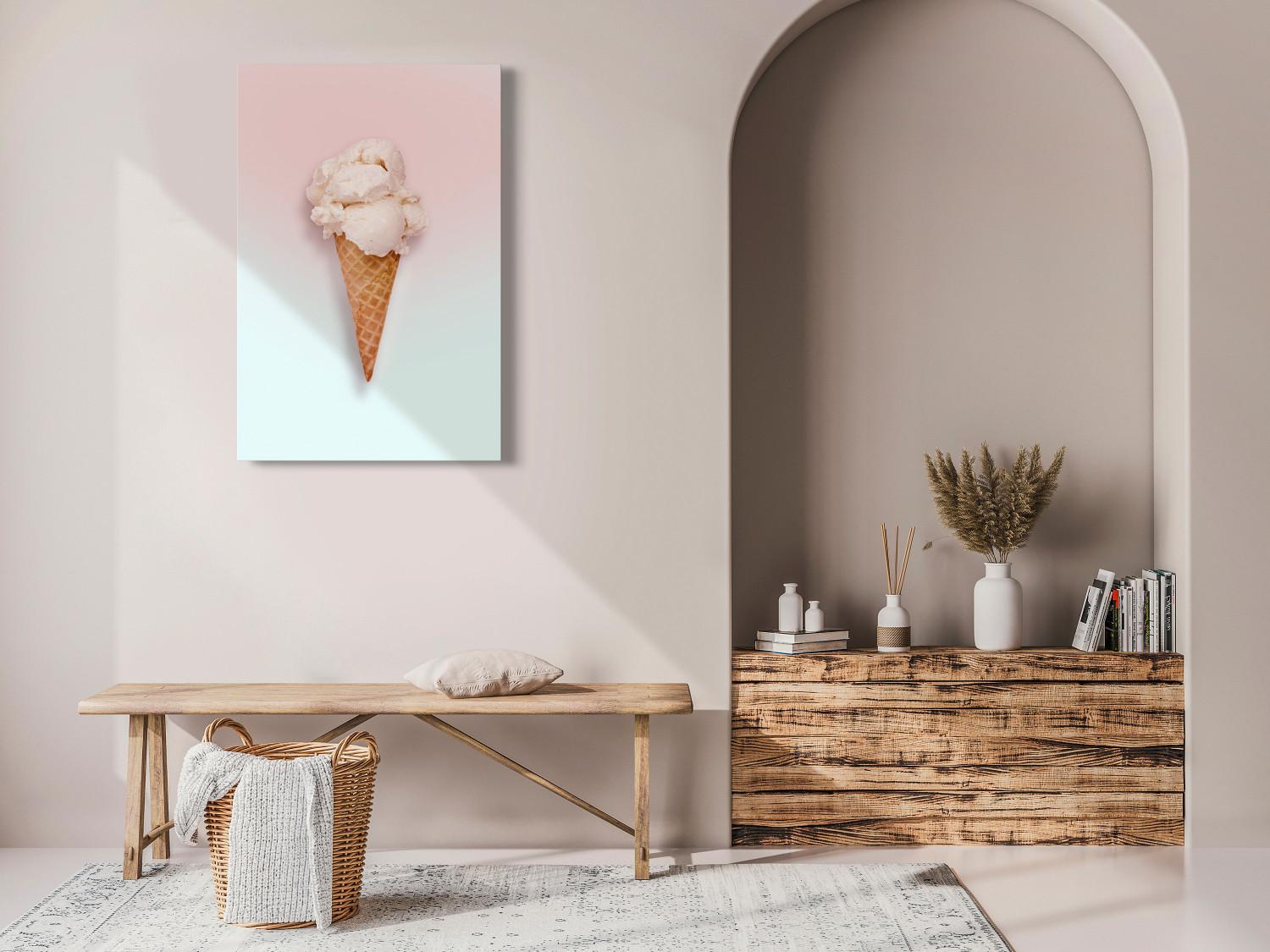 Cuadro Helado de crema en una oblea - composición pastel en estilo boho