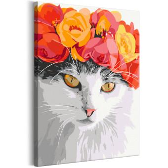 Cuadro para pintar por números Flowery Cat