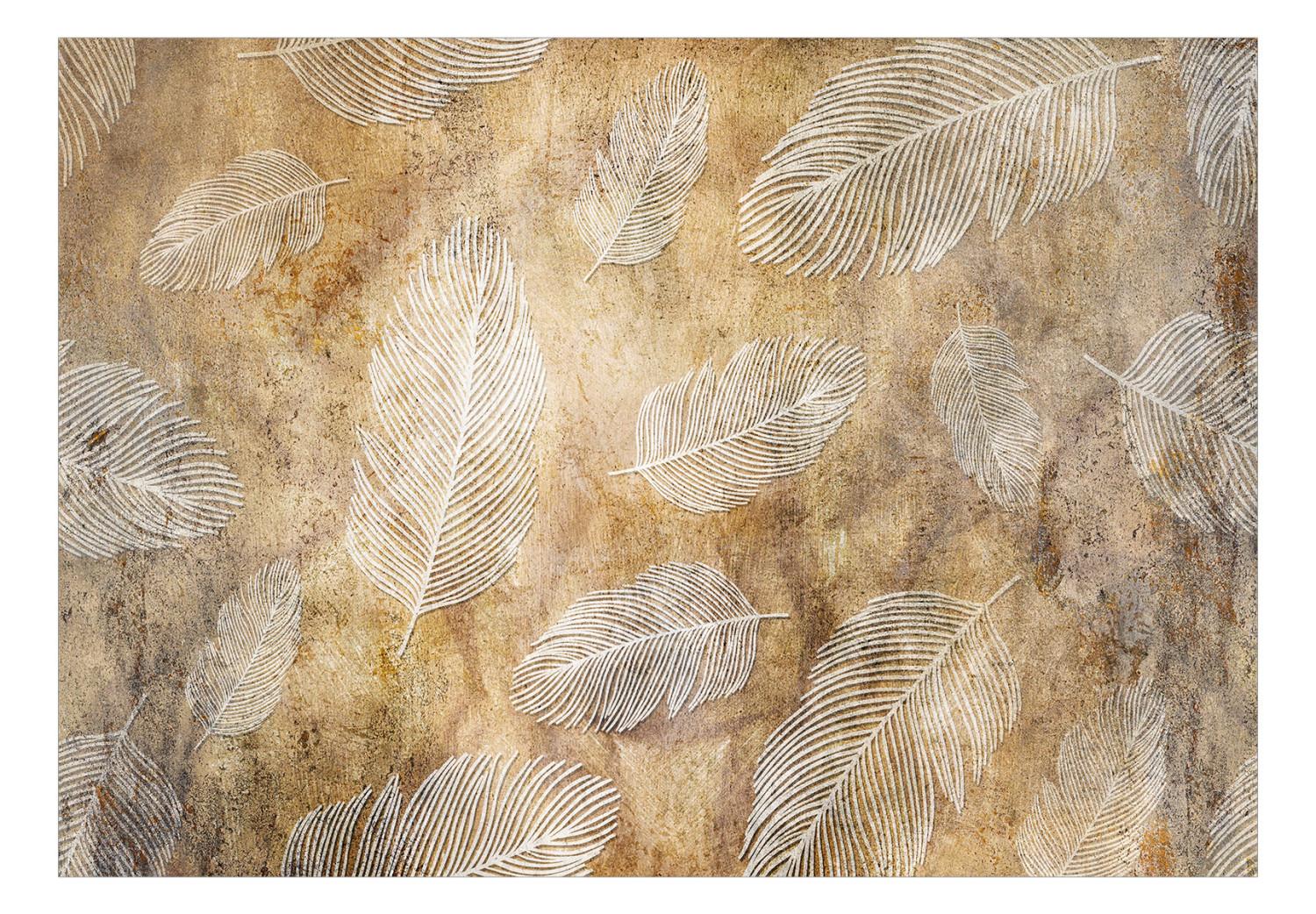 Fotomural Plumas voladoras - composición scandi boho blanca