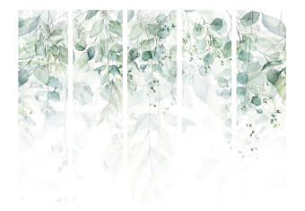 Biombo decorativo Toque de naturaleza - variante 1 II (5 piezas) - hojas delicadas