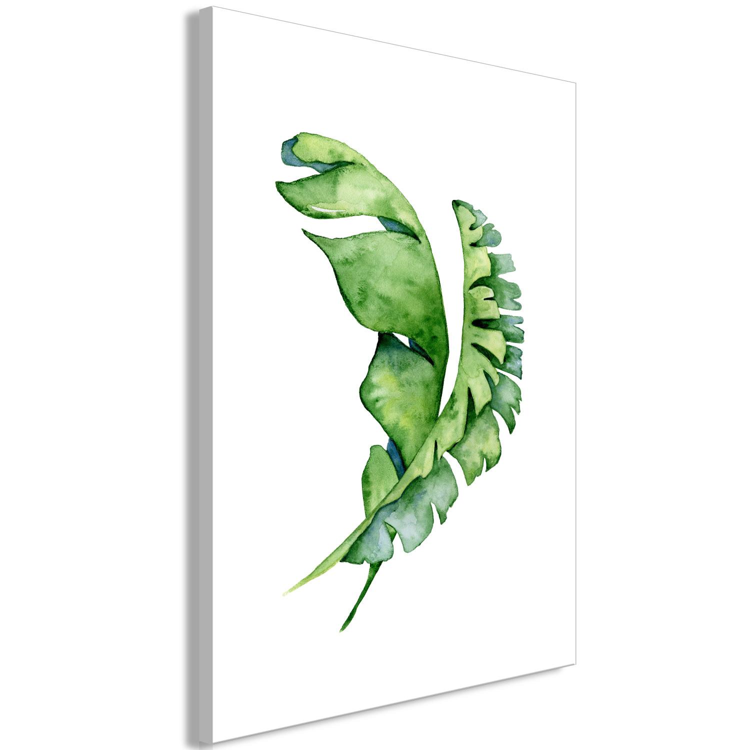 Cuadro decorativo Dos hojas verdes - composición vegetal de estilo boho