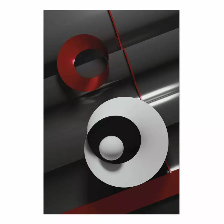Poster Cintas - abstracción geométrica con un toque de blanco y rojo