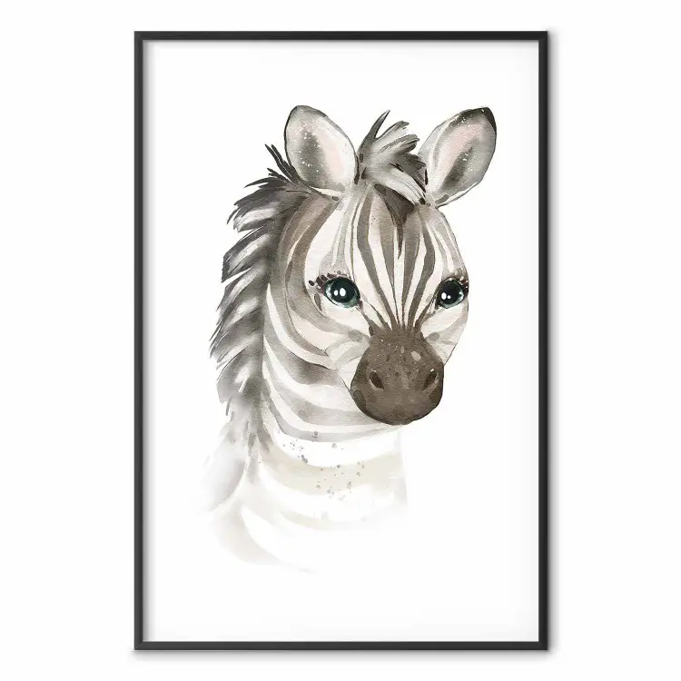 Pequeña cebra - composición infantil con retrato de animal a rayas
