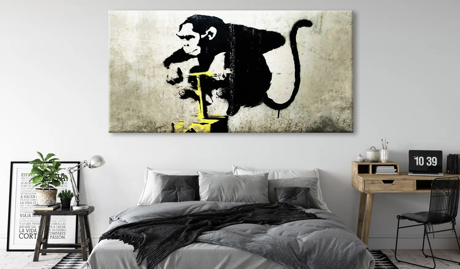 Cuadro XXL Mono detonador TNT Banksy II impreso en lienzo en la