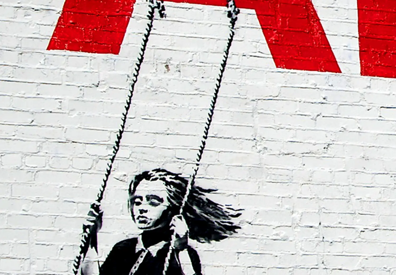 Cuadro XXL Parking Girl Swing de Banksy impreso en lienzo en la