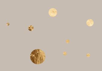 Cuadro moderno Letra francesa gris con sol y planetas - abstracción beige