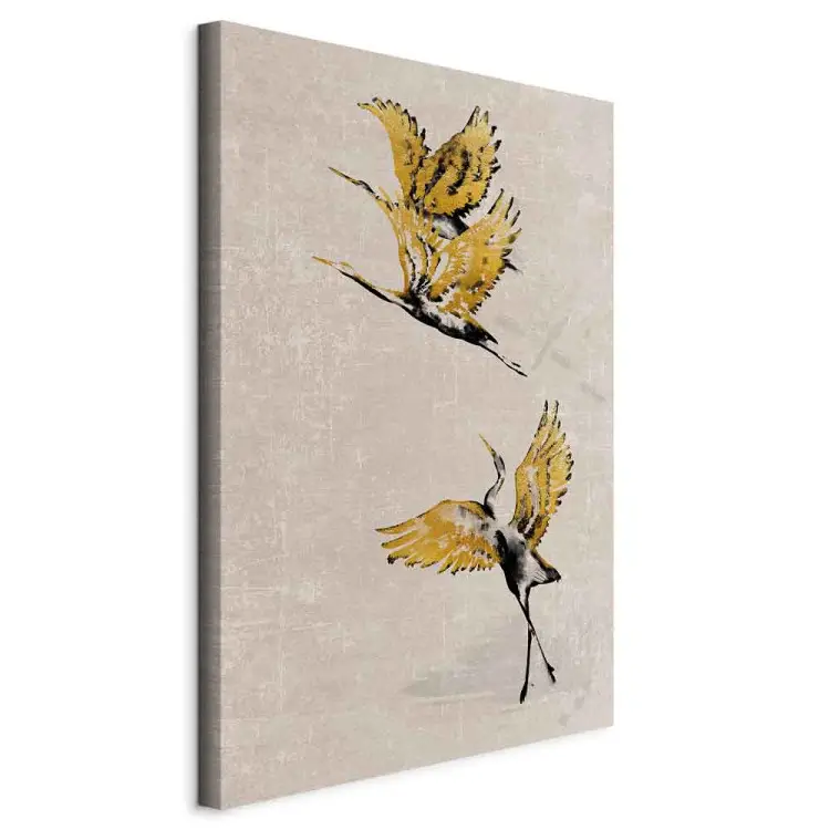 Grullas doradas - composición de estilo japonés en beige