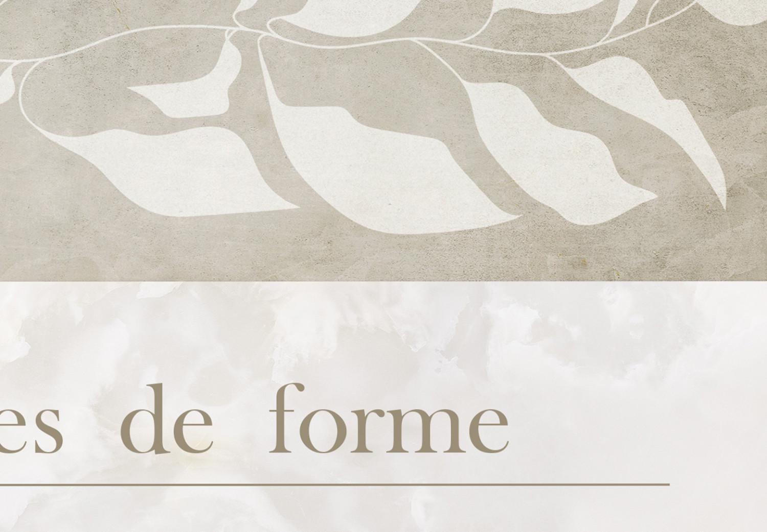 Póster Art House - abstracción beige en hojas y texto estilo scandi boho