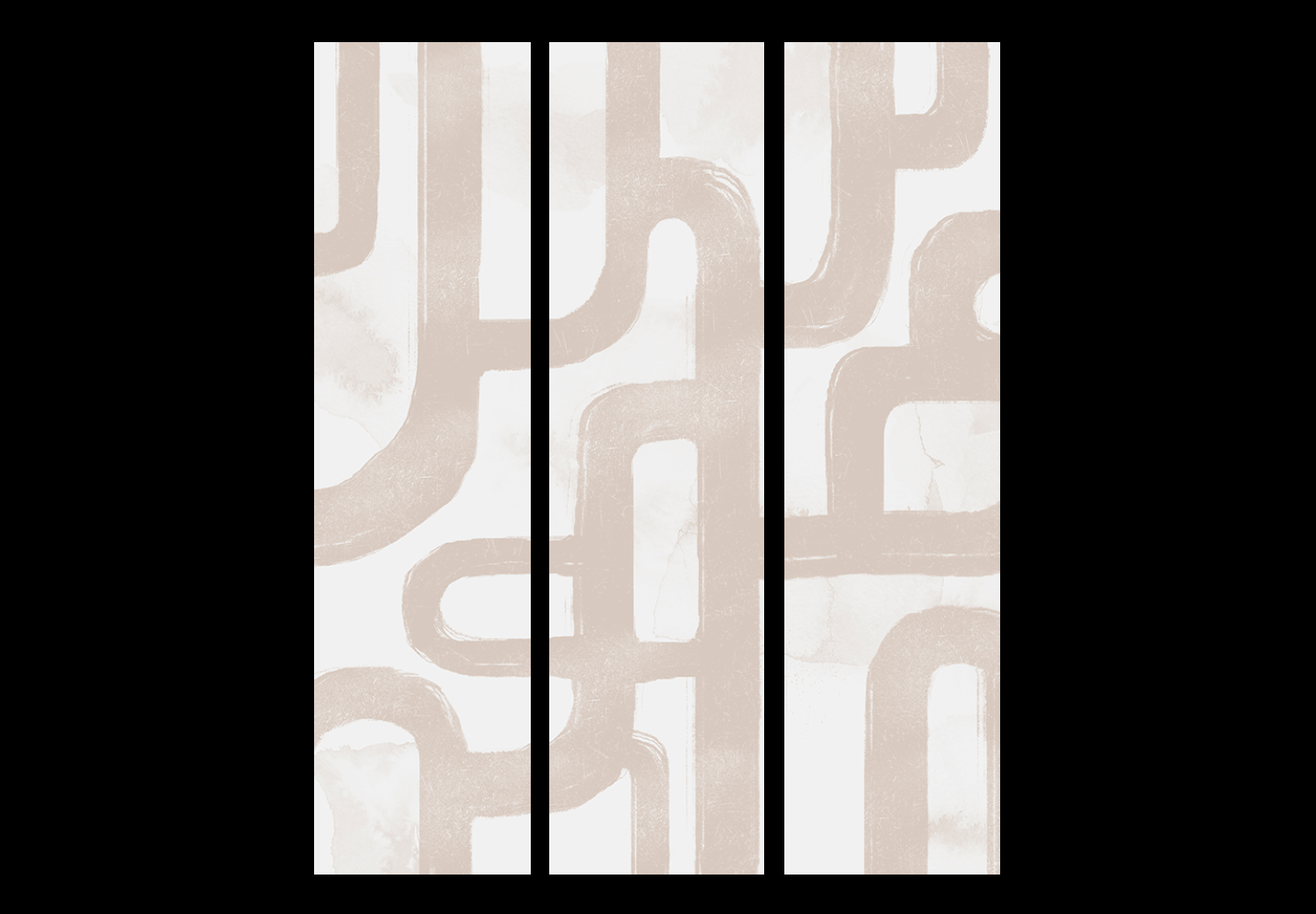 Biombo Camino de la abstracción (3 piezas) - composición simple en beige