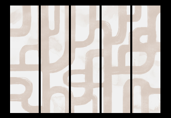 Biombo Camino de la abstracción II (5 piezas) - formas beige en fondo claro