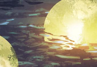 Cuadro decorativo Crucero a la luz de la luna - motivo abstracto con hombre en un barco