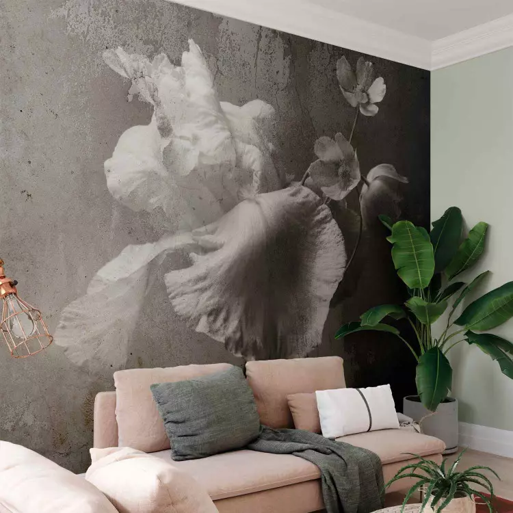 Fotomural decorativo Flor minimalista - motivo floral con textura en estilo vintage