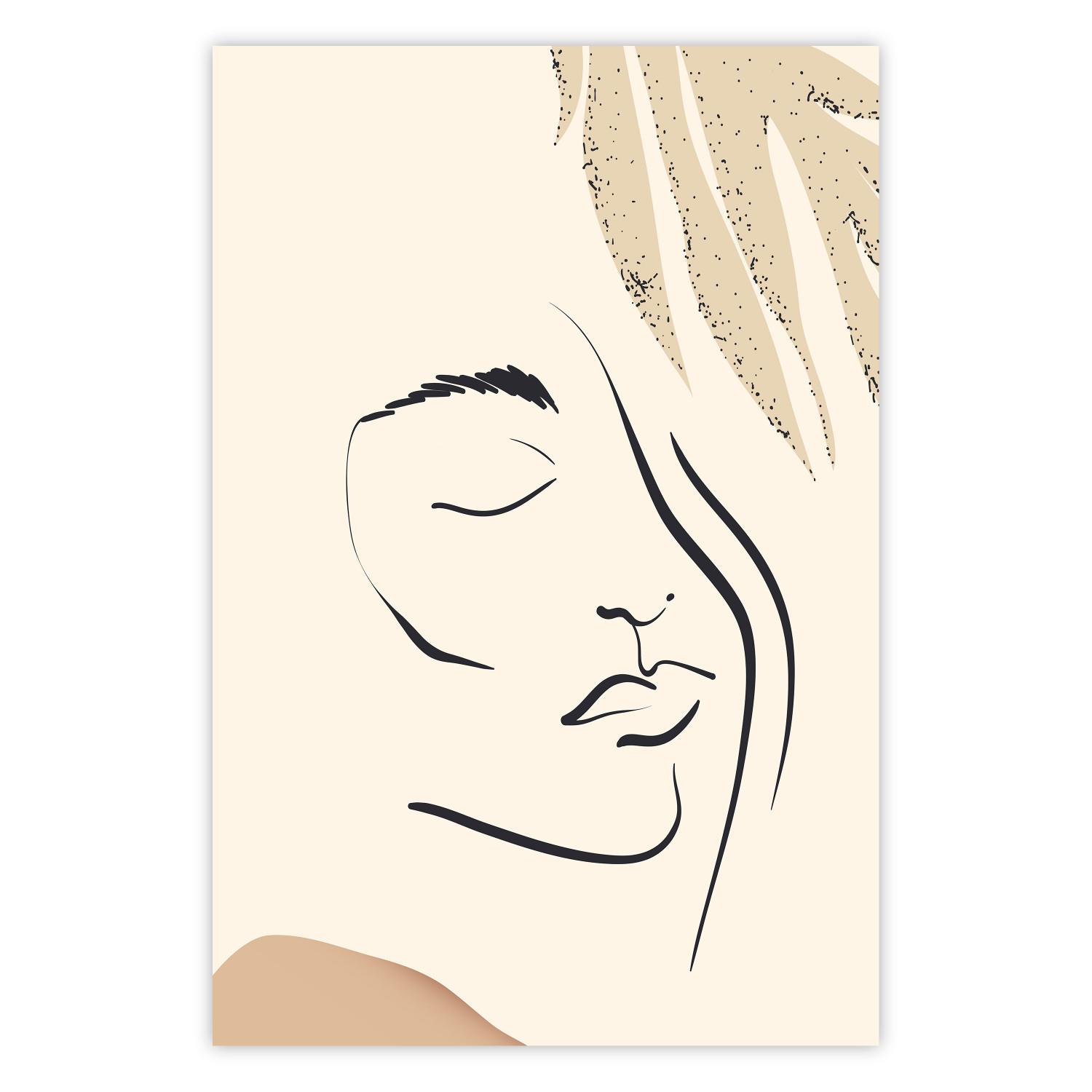 Cartel Cortina de ensueño - dibujo lineal femenino en beige