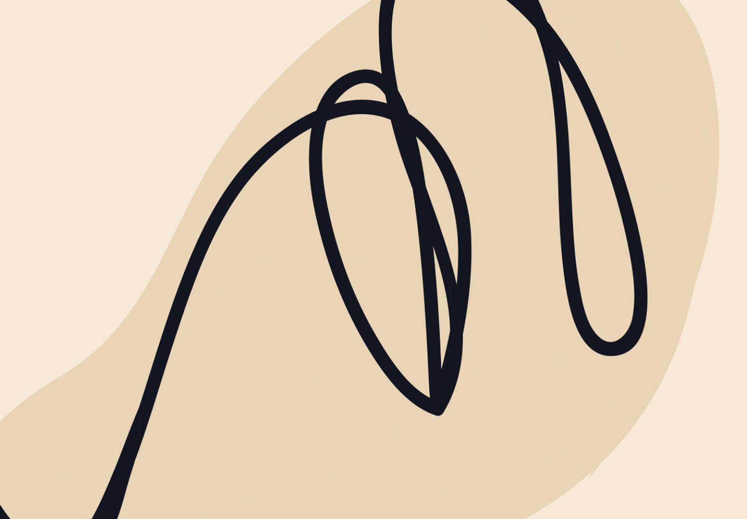 Cartel Sunny Union - simple lineart con rostro humano sobre beige