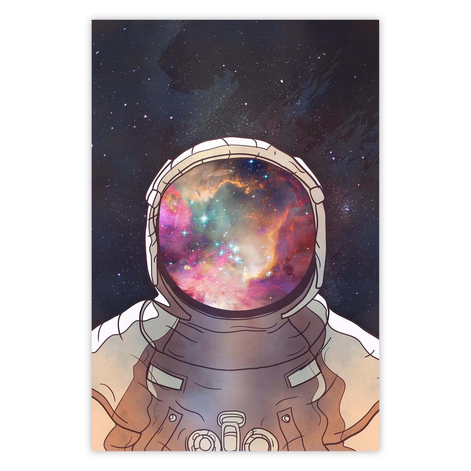 Cartel Explorador de estrellas: abstracción colorida con astronauta y espacio