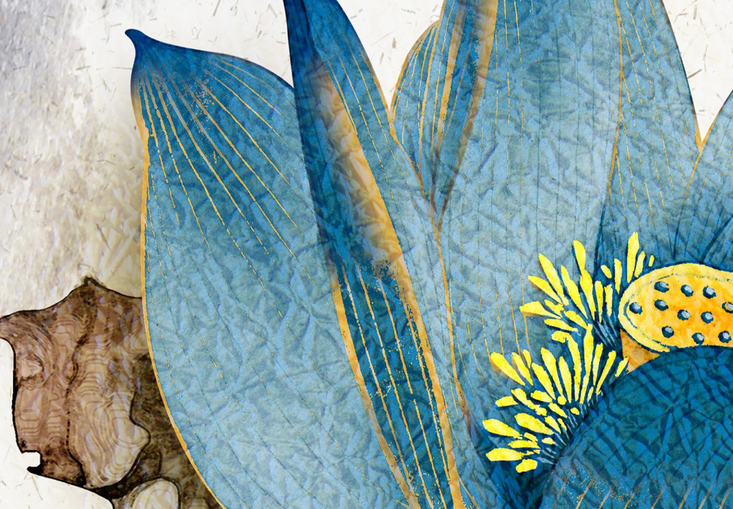 Cuadro Flor salvaje (1 pieza) vertical - planta azul sobre fondo invernal