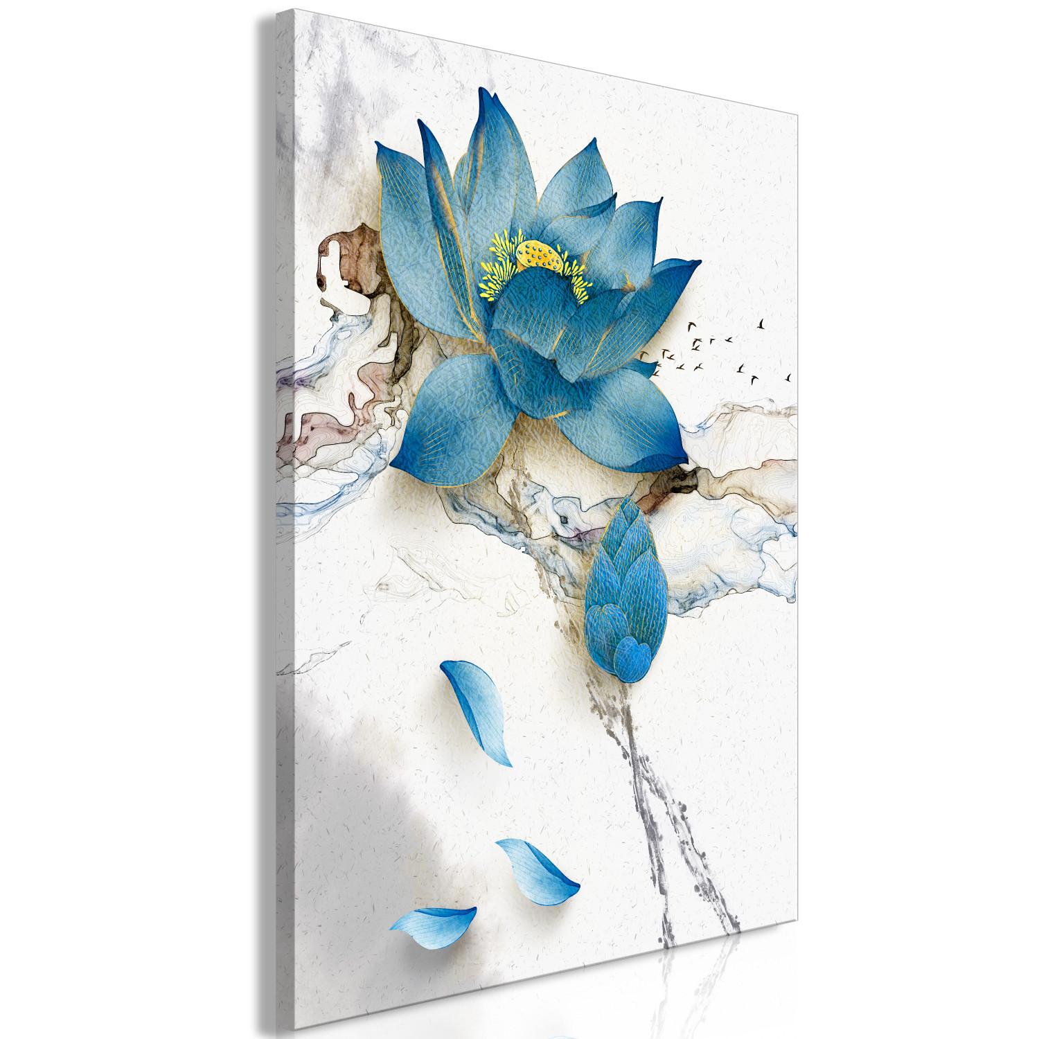 Cuadro Flor salvaje (1 pieza) vertical - planta azul sobre fondo invernal