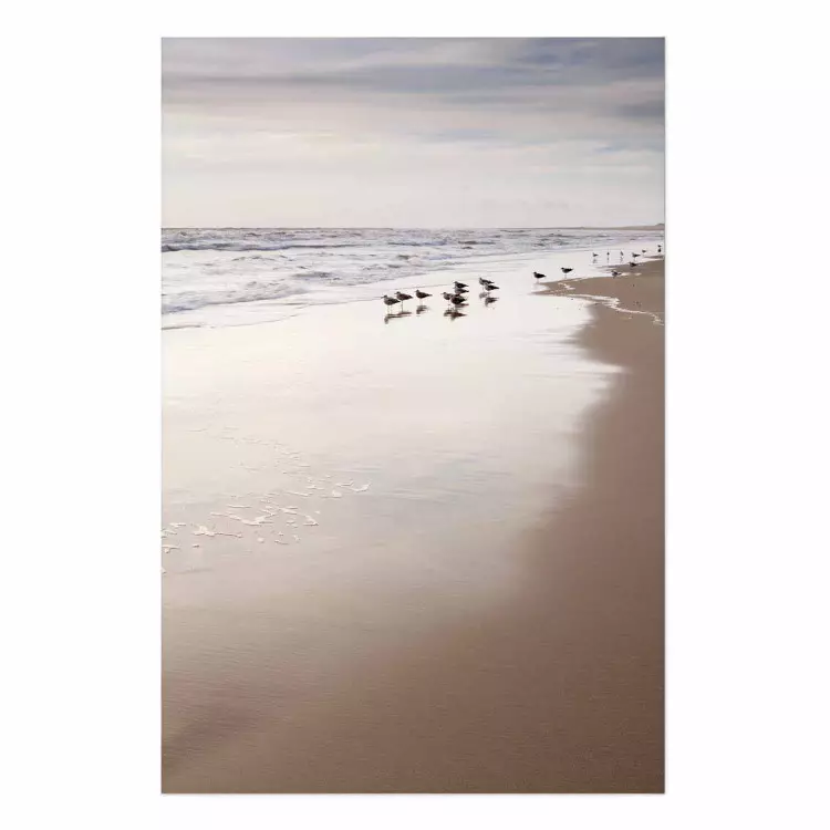 Poster Otoño en la playa - paisaje marino de playa y patos
