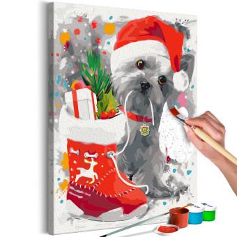  Dibujo para pintar con números Christmas Puppy