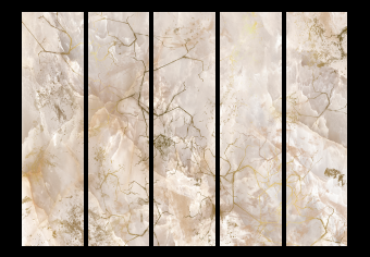 Biombo barato Sueño dorado II (3 piezas) - abstracción con textura de mármol