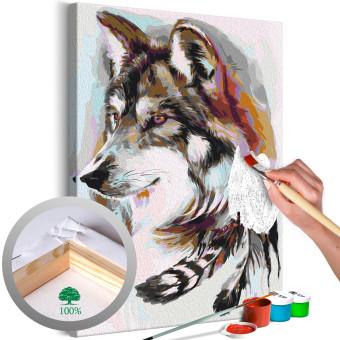  Dibujo para pintar con números Indigenous Wolf