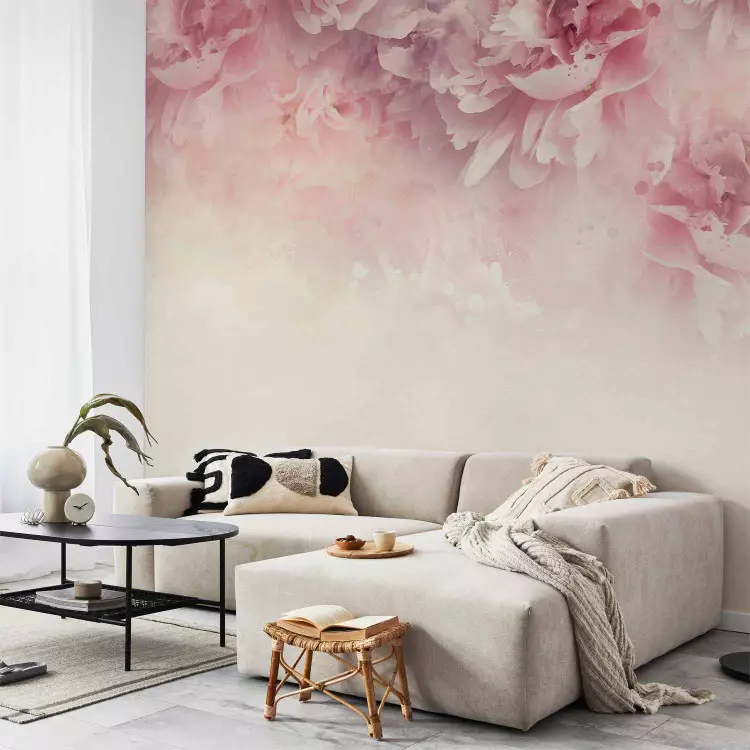 Fotomural a medida Estudio floral - patrón abstracto de flores rosas