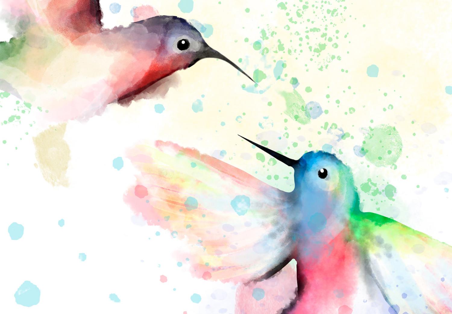 Cuadro Joy pastel (4 piezas) - marcos de colores con pájaros primaverales