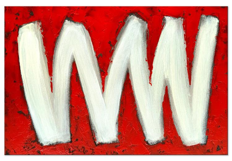 Dos letras W (1 pieza) - abstracción sobre fondo rojo