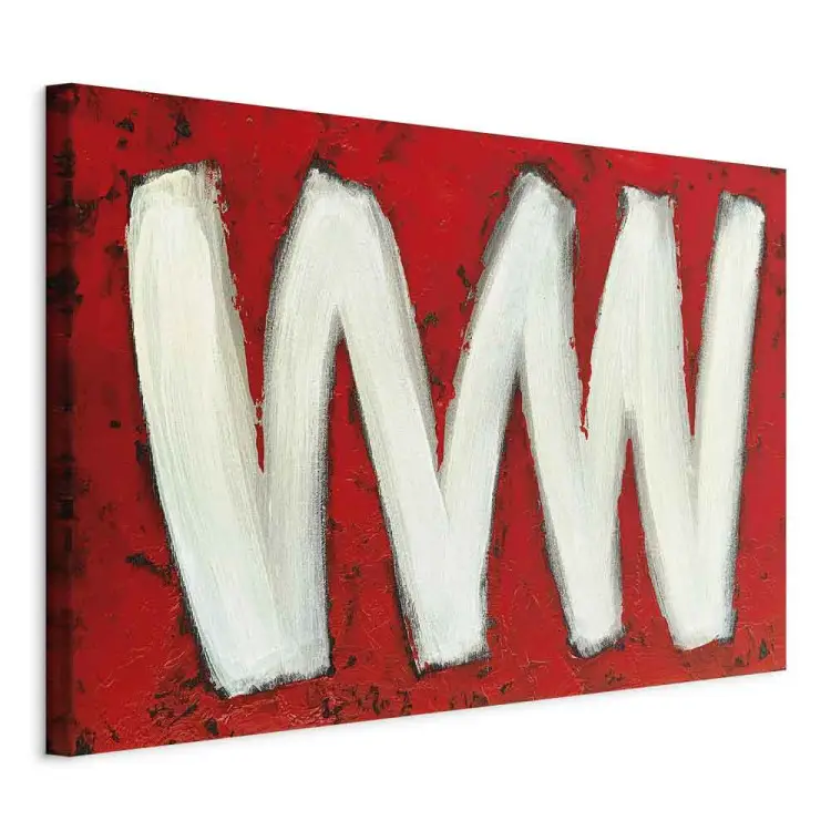 Dos letras W - abstracción sobre fondo rojo